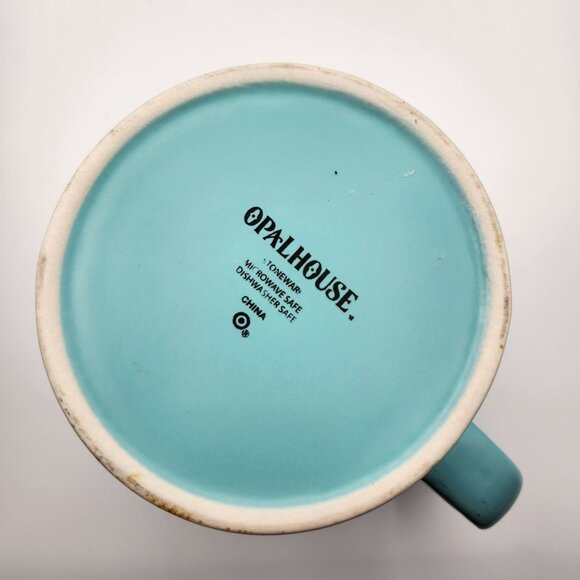 Opalhouse Blue Ceramic Mug Tropical Design Huts Pineapples Palms 24oz Tiki - Picture 2 of 9